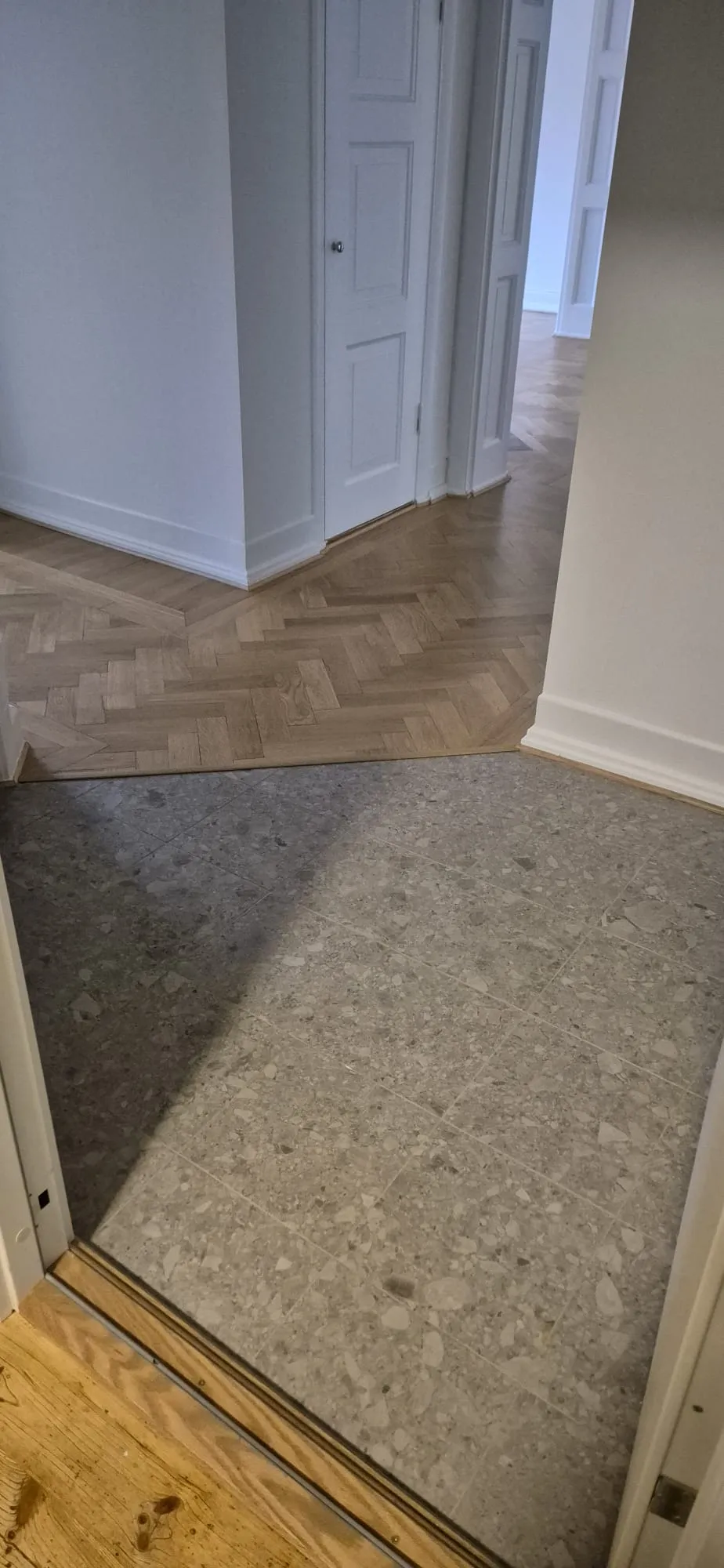 Fiskbensparkett övergång